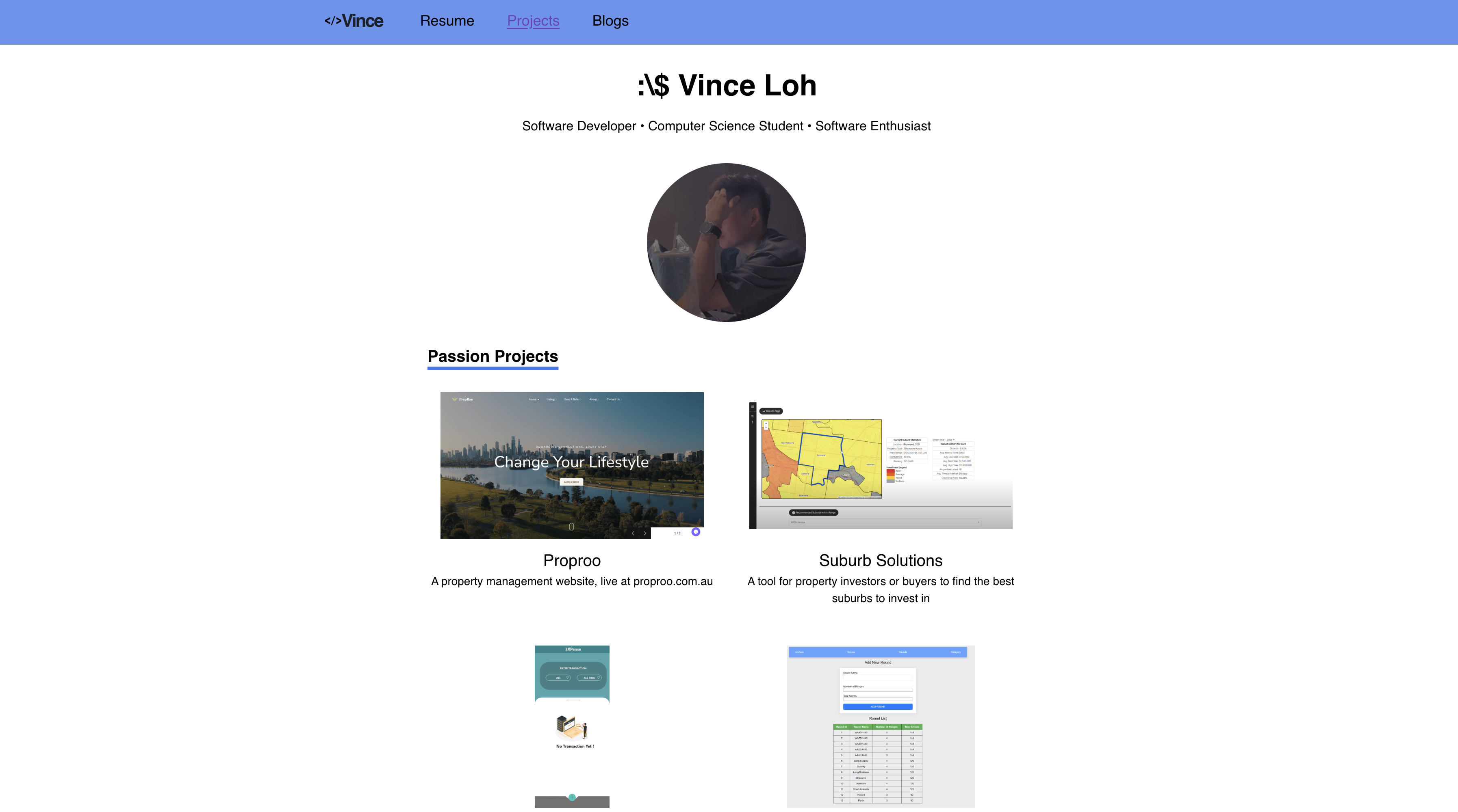 Projects Page